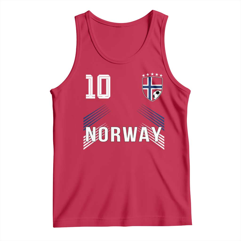 Norway Soccer Sports Graphic Number 10 Jersey Style Tank Top Proud Norwegian Football Fans Game Day Pride