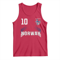 Norway Soccer Sports Graphic Number 10 Jersey Style Tank Top Proud Norwegian Football Fans Game Day Pride