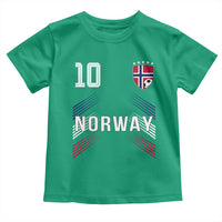 Norway Soccer Sports Graphic Number 10 Jersey Style Toddler T Shirt Proud Norwegian Football Fans Game Day Pride