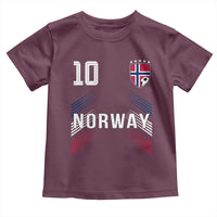 Norway Soccer Sports Graphic Number 10 Jersey Style Toddler T Shirt Proud Norwegian Football Fans Game Day Pride