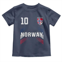 Norway Soccer Sports Graphic Number 10 Jersey Style Toddler T Shirt Proud Norwegian Football Fans Game Day Pride