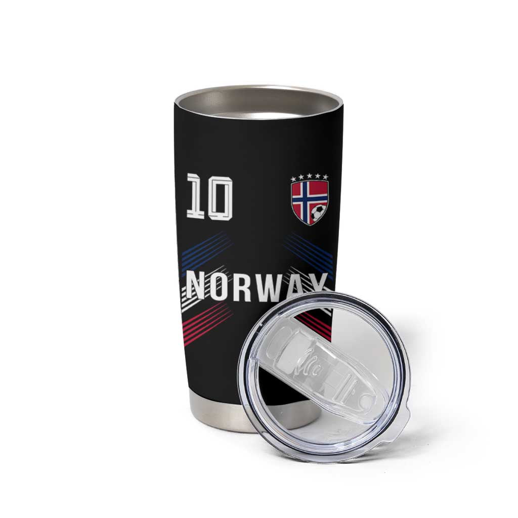 Norway Soccer Sports Graphic Number 10 Jersey Style Tumbler Cup Proud Norwegian Football Fans Game Day Pride
