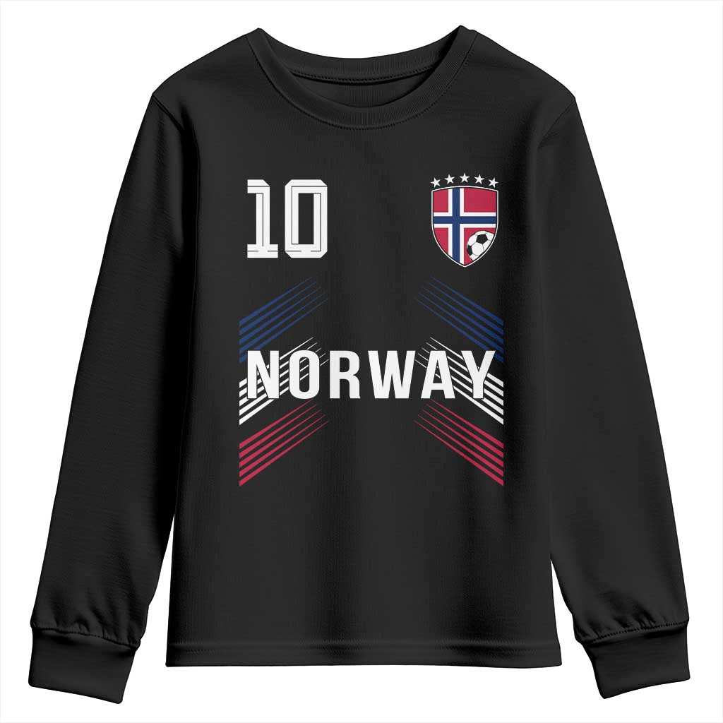 Norway Soccer Sports Graphic Number 10 Jersey Style Youth Sweatshirt Proud Norwegian Football Fans Game Day Pride