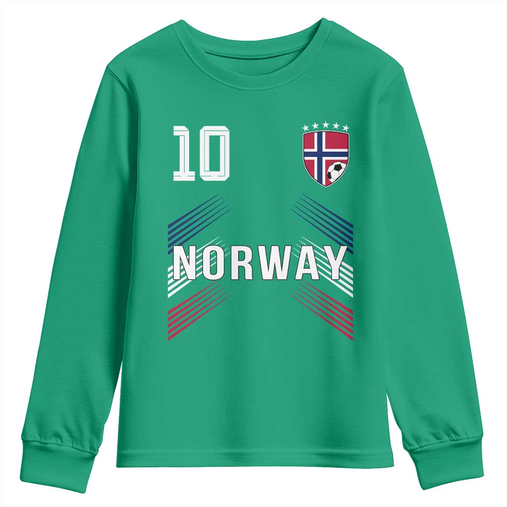Norway Soccer Sports Graphic Number 10 Jersey Style Youth Sweatshirt Proud Norwegian Football Fans Game Day Pride
