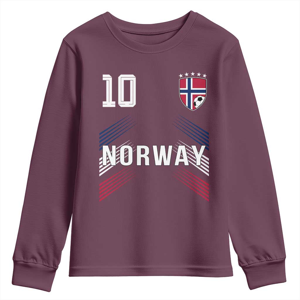 Norway Soccer Sports Graphic Number 10 Jersey Style Youth Sweatshirt Proud Norwegian Football Fans Game Day Pride