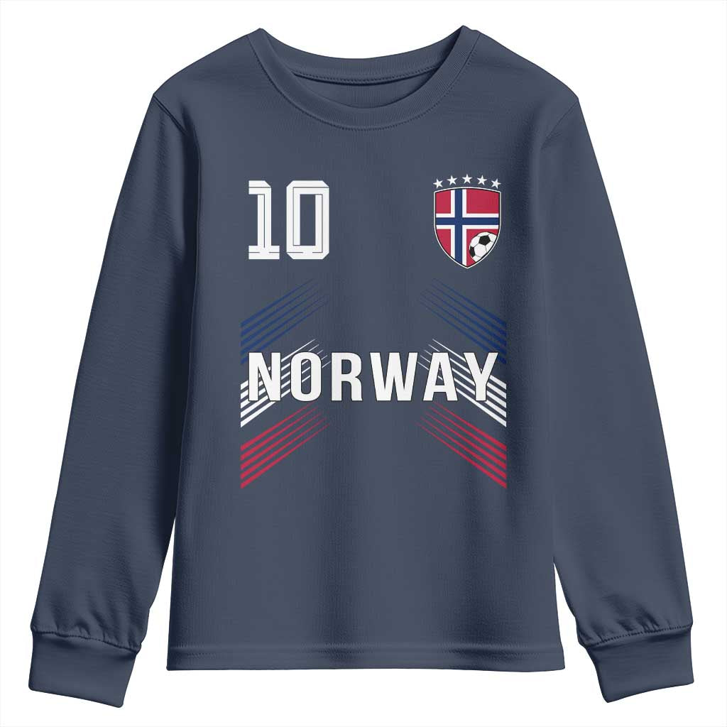 Norway Soccer Sports Graphic Number 10 Jersey Style Youth Sweatshirt Proud Norwegian Football Fans Game Day Pride