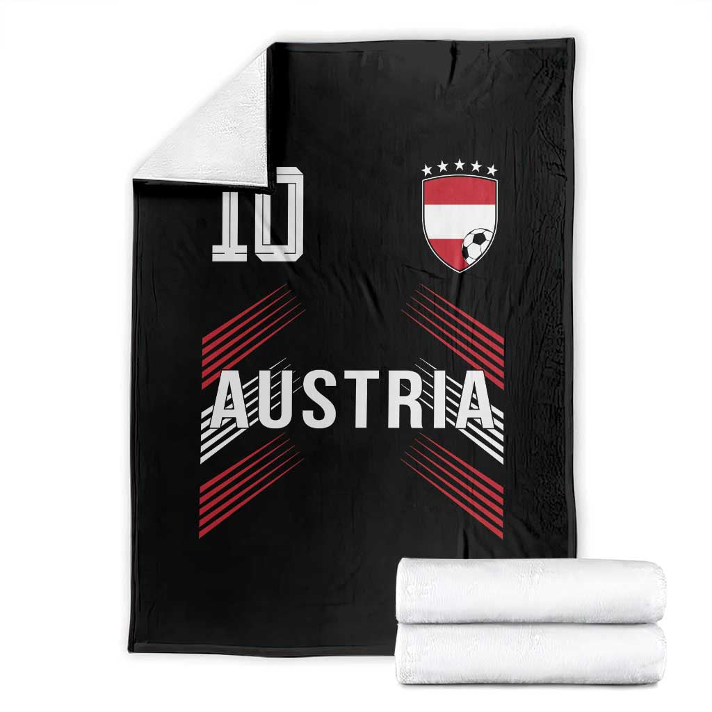 Austria Soccer Sports Graphic Number 10 Jersey Style Throw Blanket Proud Austrian Football Fans Game Day Pride