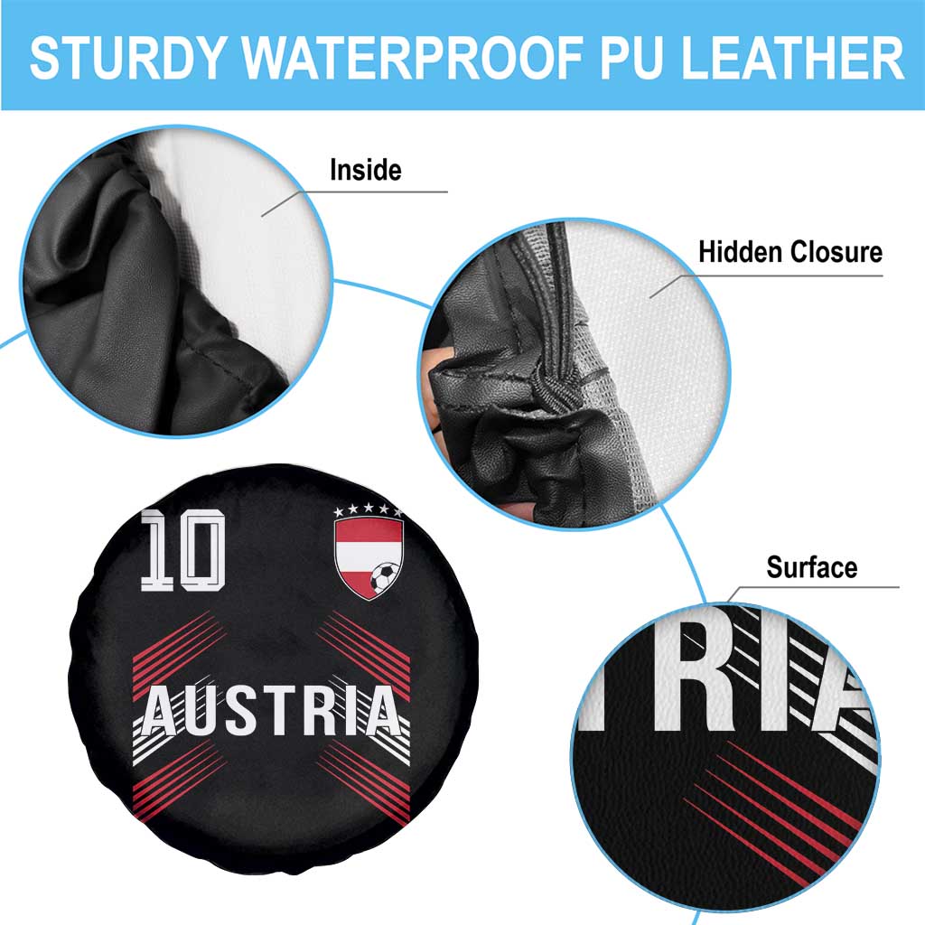 Austria Soccer Sports Graphic Number 10 Jersey Style Spare Tire Cover Proud Austrian Football Fans Game Day Pride