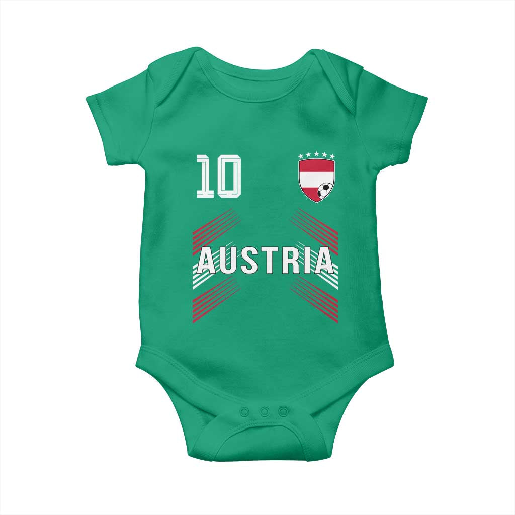 Austria Soccer Sports Graphic Number 10 Jersey Style Baby Onesie Proud Austrian Football Fans Game Day Pride