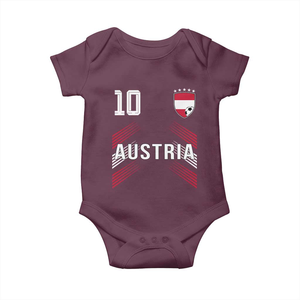 Austria Soccer Sports Graphic Number 10 Jersey Style Baby Onesie Proud Austrian Football Fans Game Day Pride
