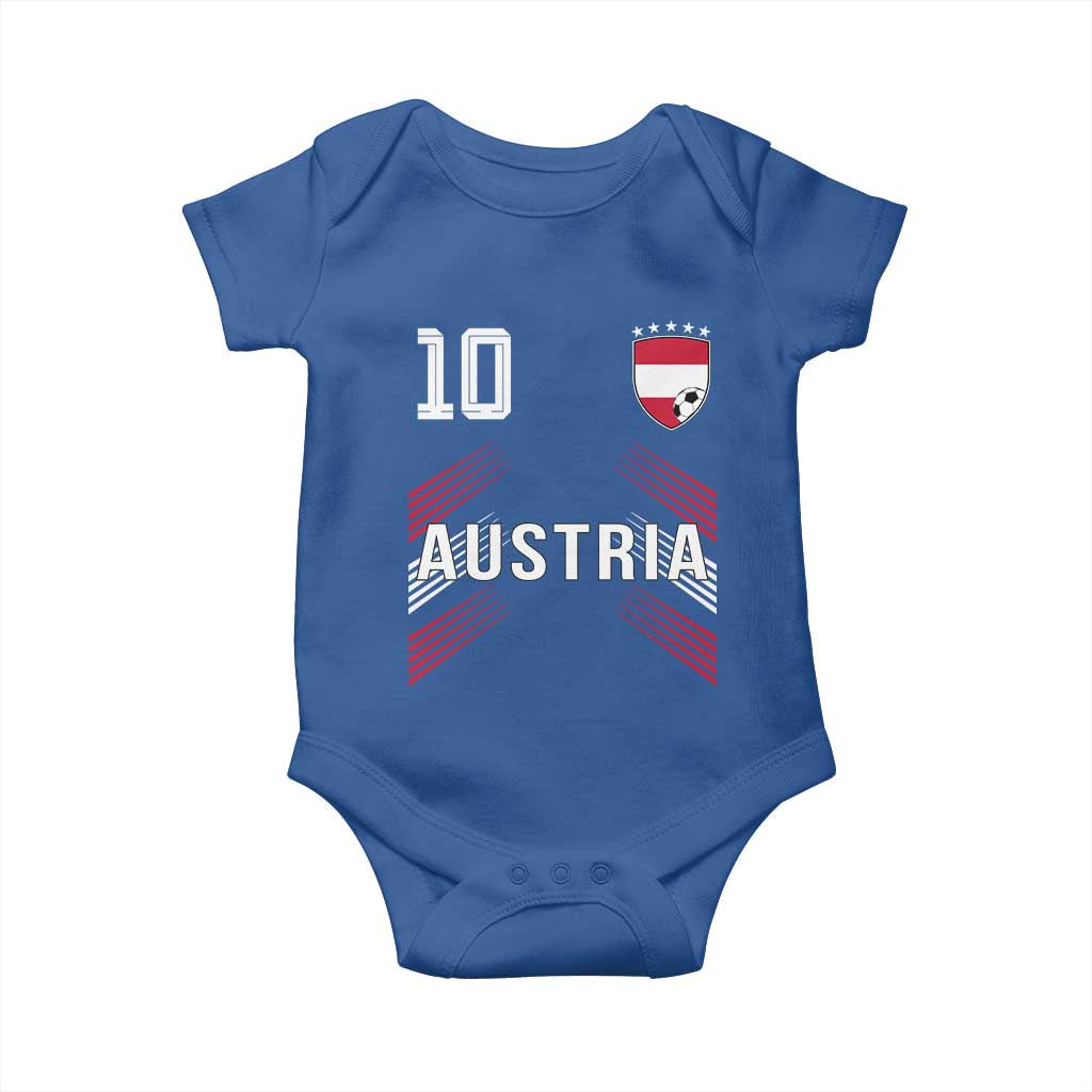Austria Soccer Sports Graphic Number 10 Jersey Style Baby Onesie Proud Austrian Football Fans Game Day Pride