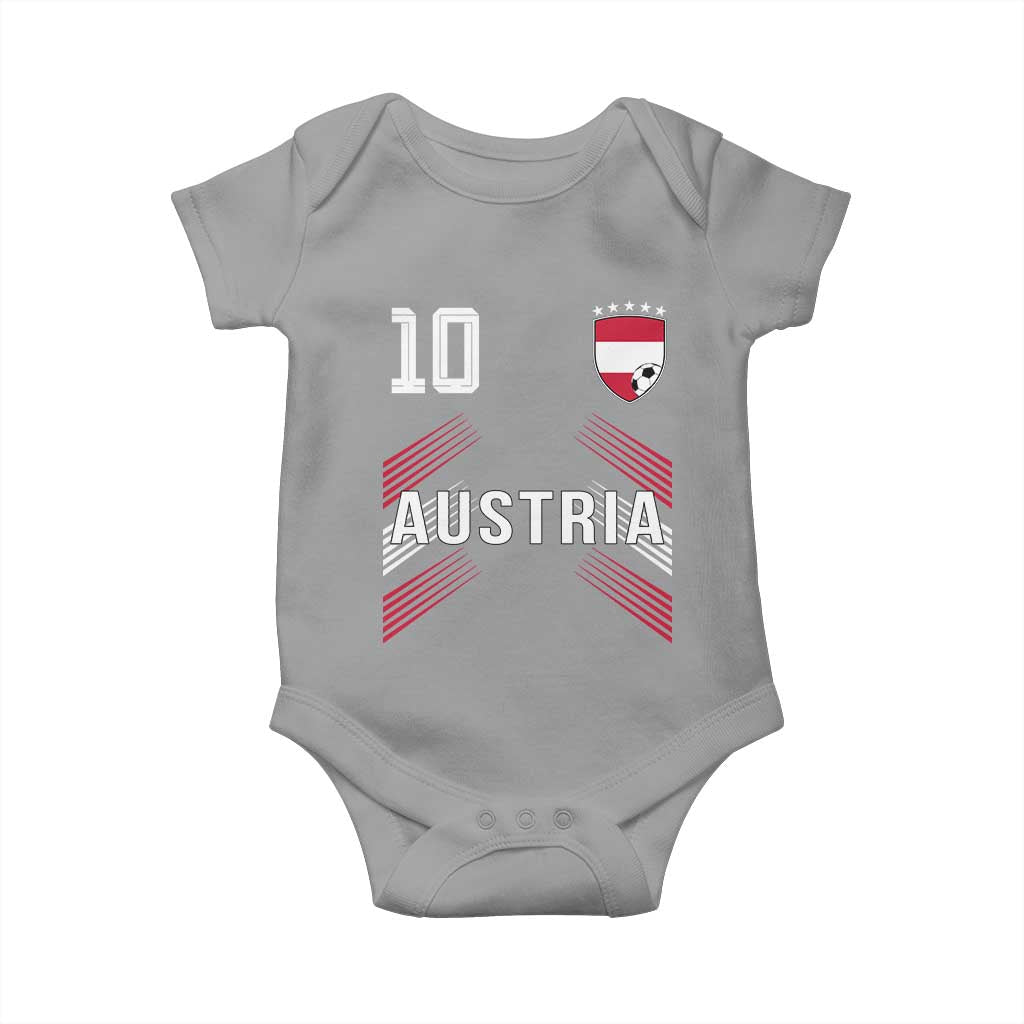Austria Soccer Sports Graphic Number 10 Jersey Style Baby Onesie Proud Austrian Football Fans Game Day Pride