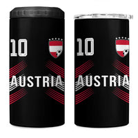 Austria Soccer Sports Graphic Number 10 Jersey Style 4 in 1 Can Cooler Tumbler Proud Austrian Football Fans Game Day Pride