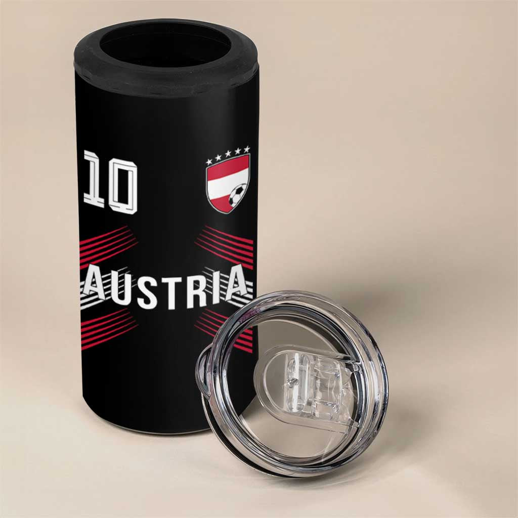 Austria Soccer Sports Graphic Number 10 Jersey Style 4 in 1 Can Cooler Tumbler Proud Austrian Football Fans Game Day Pride