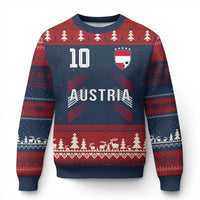 Austria Soccer Sports Graphic Number 10 Jersey Style Ugly Christmas Sweater Proud Austrian Football Fans Game Day Pride