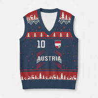 Austria Soccer Sports Graphic Number 10 Jersey Style V-Neck Knit Sweater Vest Proud Austrian Football Fans Game Day Pride
