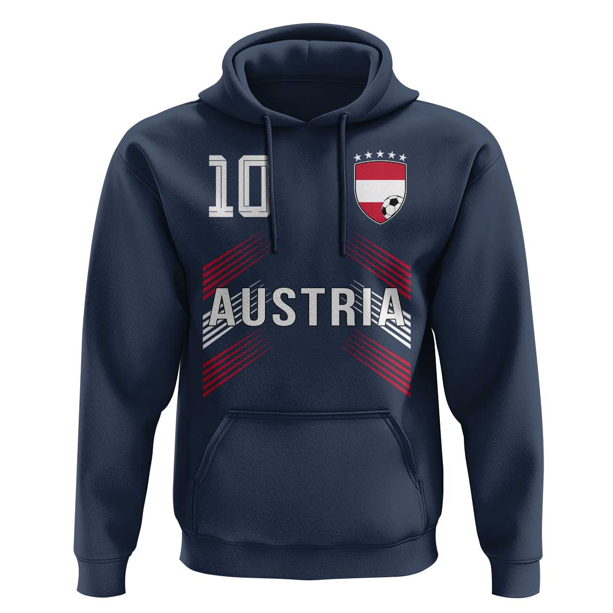 Austria Soccer Sports Graphic Number 10 Jersey Style Hoodie Proud Austrian Football Fans Game Day Pride