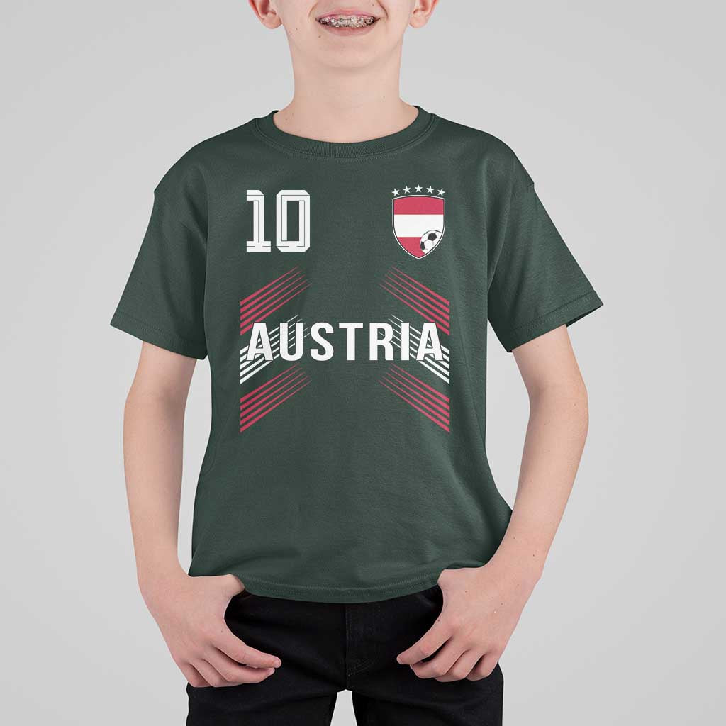 Austria Soccer Sports Graphic Number 10 Jersey Style T Shirt For Kid Proud Austrian Football Fans Game Day Pride