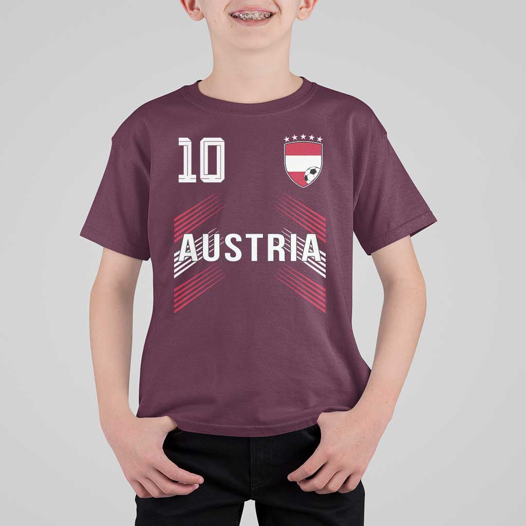 Austria Soccer Sports Graphic Number 10 Jersey Style T Shirt For Kid Proud Austrian Football Fans Game Day Pride