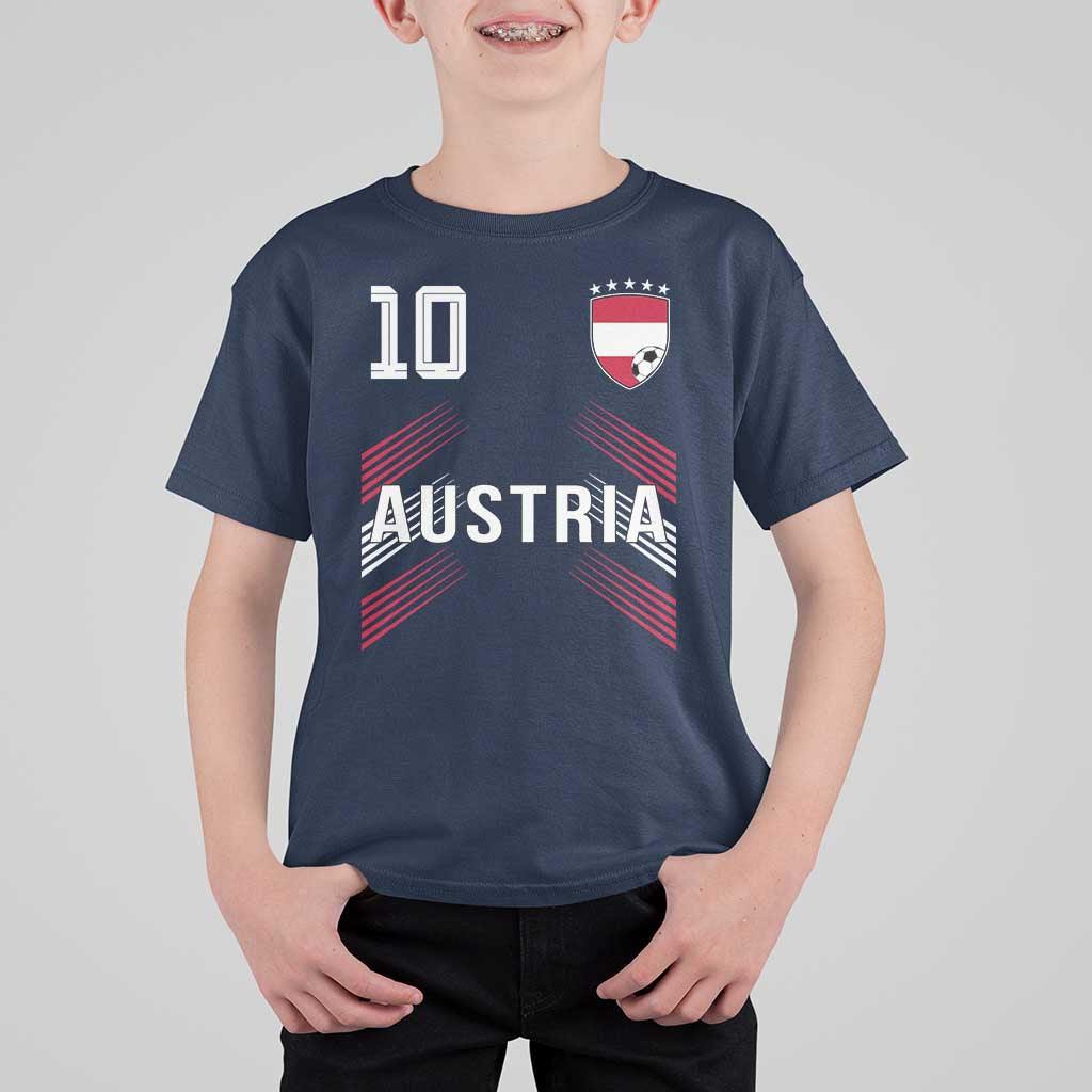 Austria Soccer Sports Graphic Number 10 Jersey Style T Shirt For Kid Proud Austrian Football Fans Game Day Pride