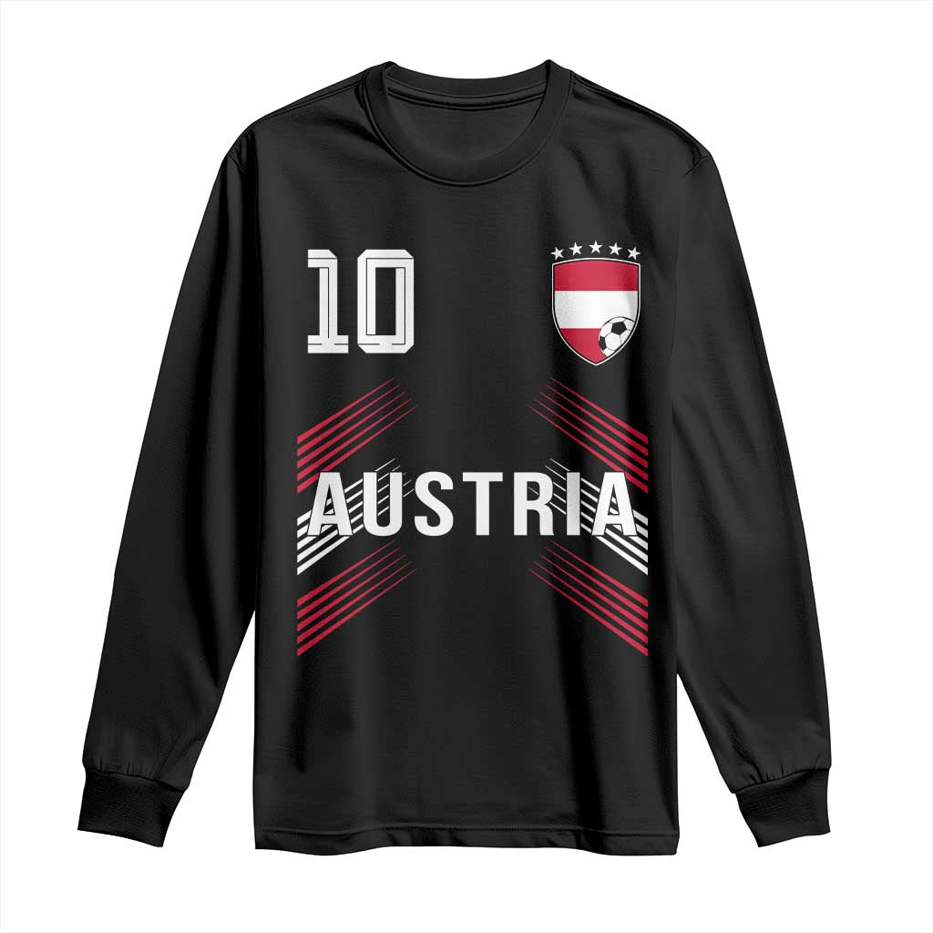 Austria Soccer Sports Graphic Number 10 Jersey Style Long Sleeve Shirt Proud Austrian Football Fans Game Day Pride
