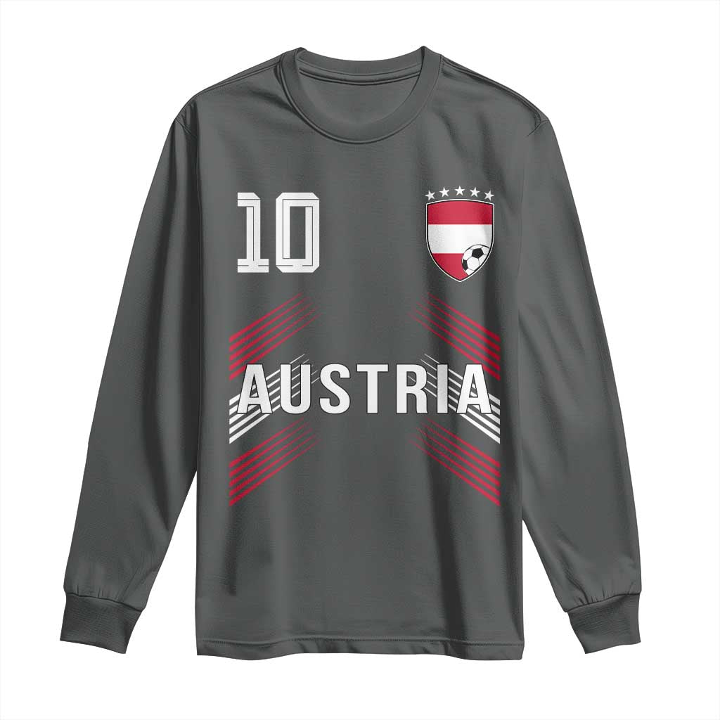 Austria Soccer Sports Graphic Number 10 Jersey Style Long Sleeve Shirt Proud Austrian Football Fans Game Day Pride