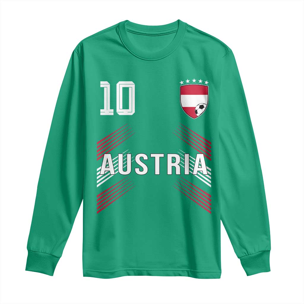 Austria Soccer Sports Graphic Number 10 Jersey Style Long Sleeve Shirt Proud Austrian Football Fans Game Day Pride