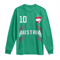 Austria Soccer Sports Graphic Number 10 Jersey Style Long Sleeve Shirt Proud Austrian Football Fans Game Day Pride
