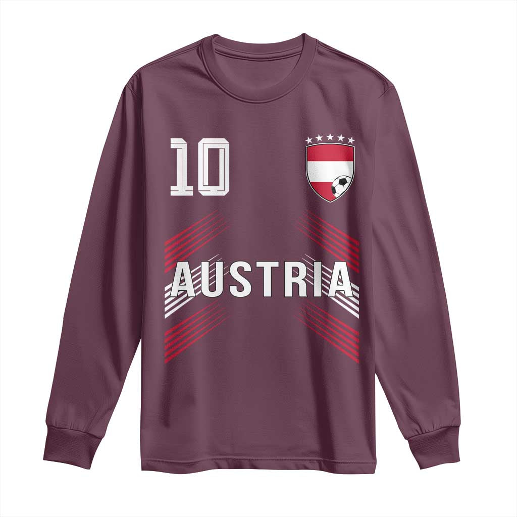 Austria Soccer Sports Graphic Number 10 Jersey Style Long Sleeve Shirt Proud Austrian Football Fans Game Day Pride