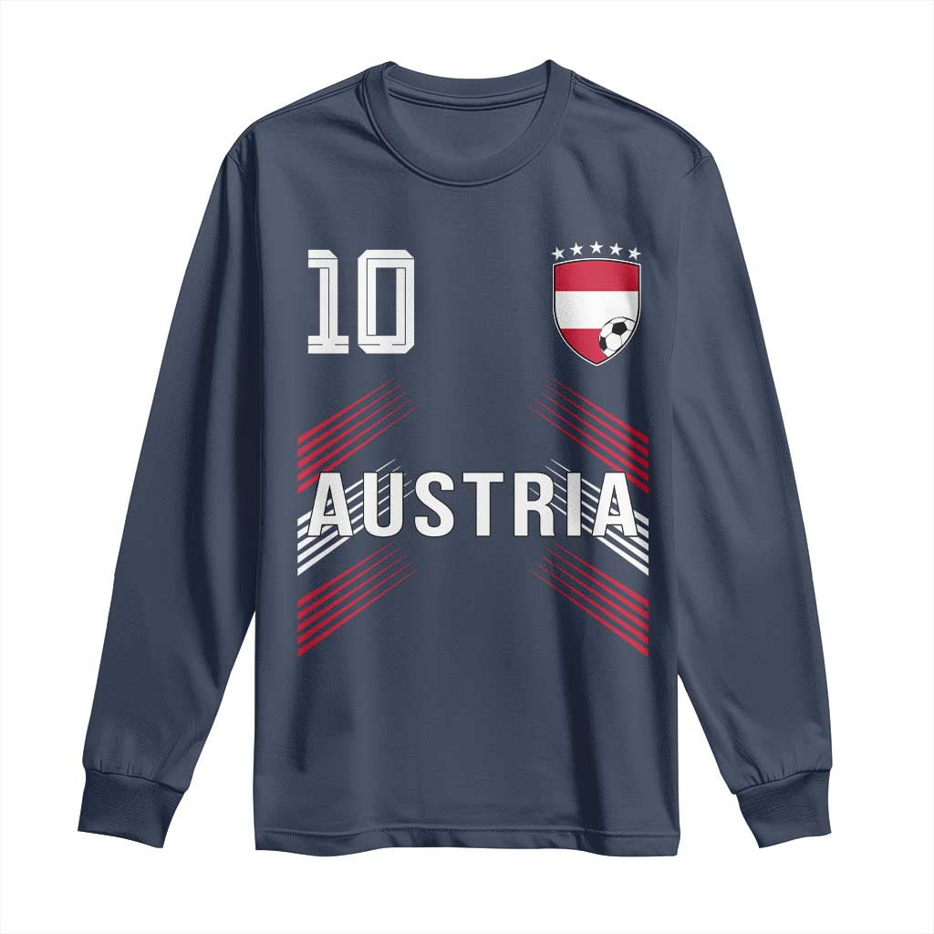 Austria Soccer Sports Graphic Number 10 Jersey Style Long Sleeve Shirt Proud Austrian Football Fans Game Day Pride