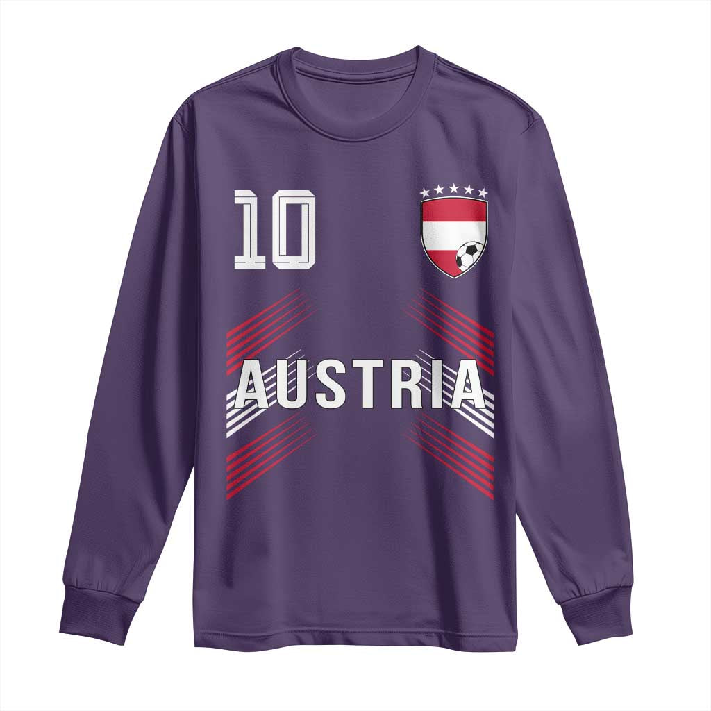 Austria Soccer Sports Graphic Number 10 Jersey Style Long Sleeve Shirt Proud Austrian Football Fans Game Day Pride
