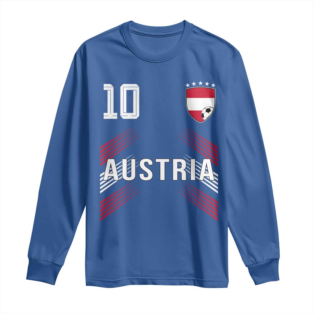 Austria Soccer Sports Graphic Number 10 Jersey Style Long Sleeve Shirt Proud Austrian Football Fans Game Day Pride