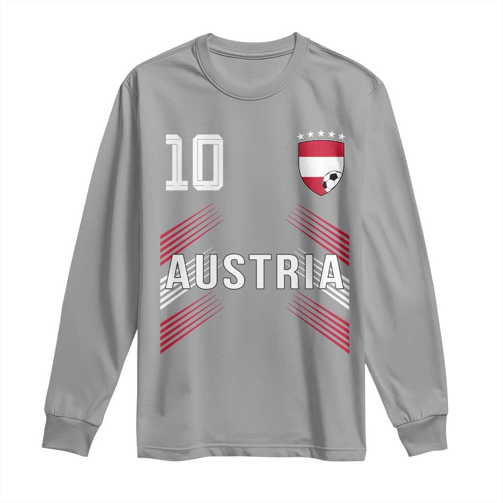 Austria Soccer Sports Graphic Number 10 Jersey Style Long Sleeve Shirt Proud Austrian Football Fans Game Day Pride