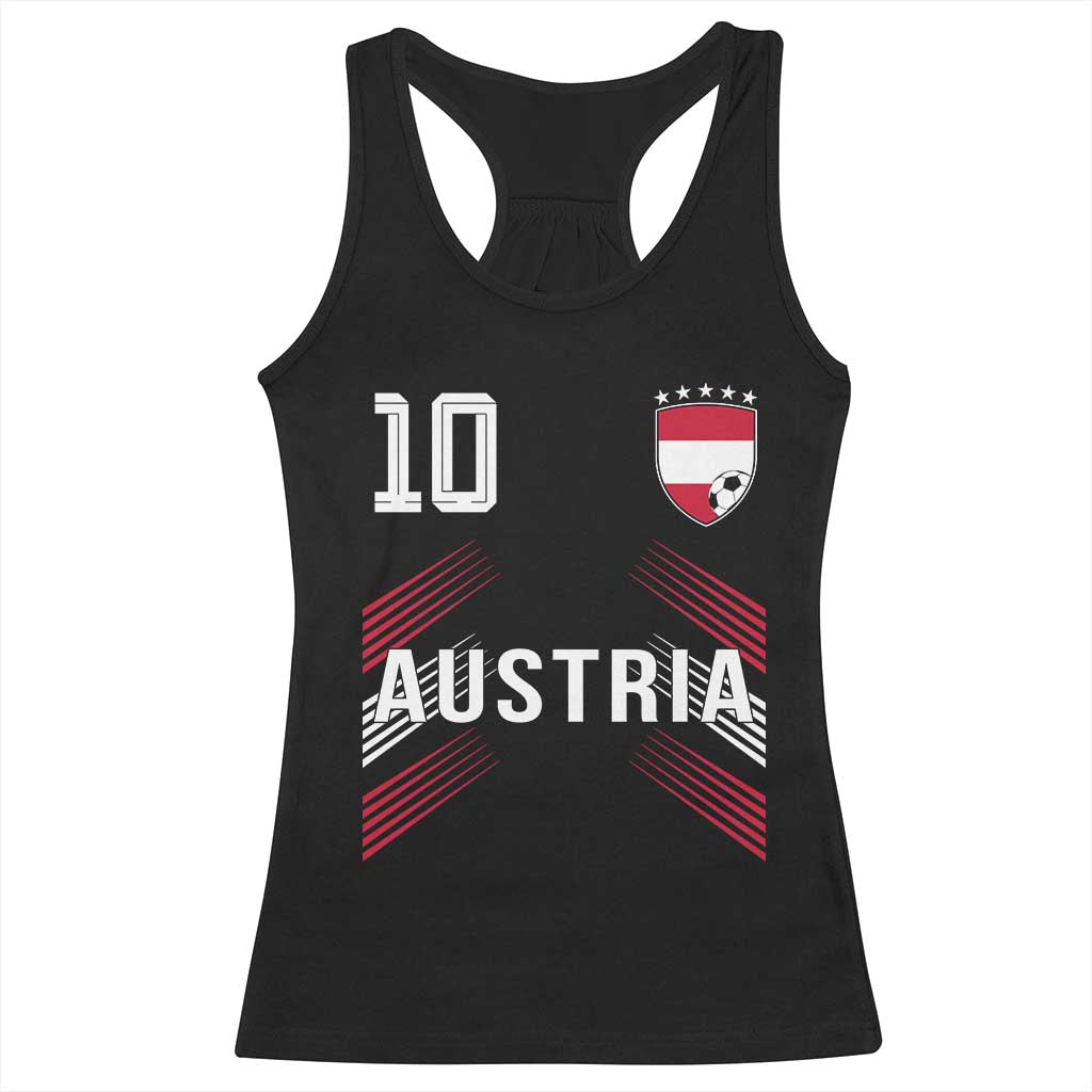 Austria Soccer Sports Graphic Number 10 Jersey Style Racerback Tank Top Proud Austrian Football Fans Game Day Pride