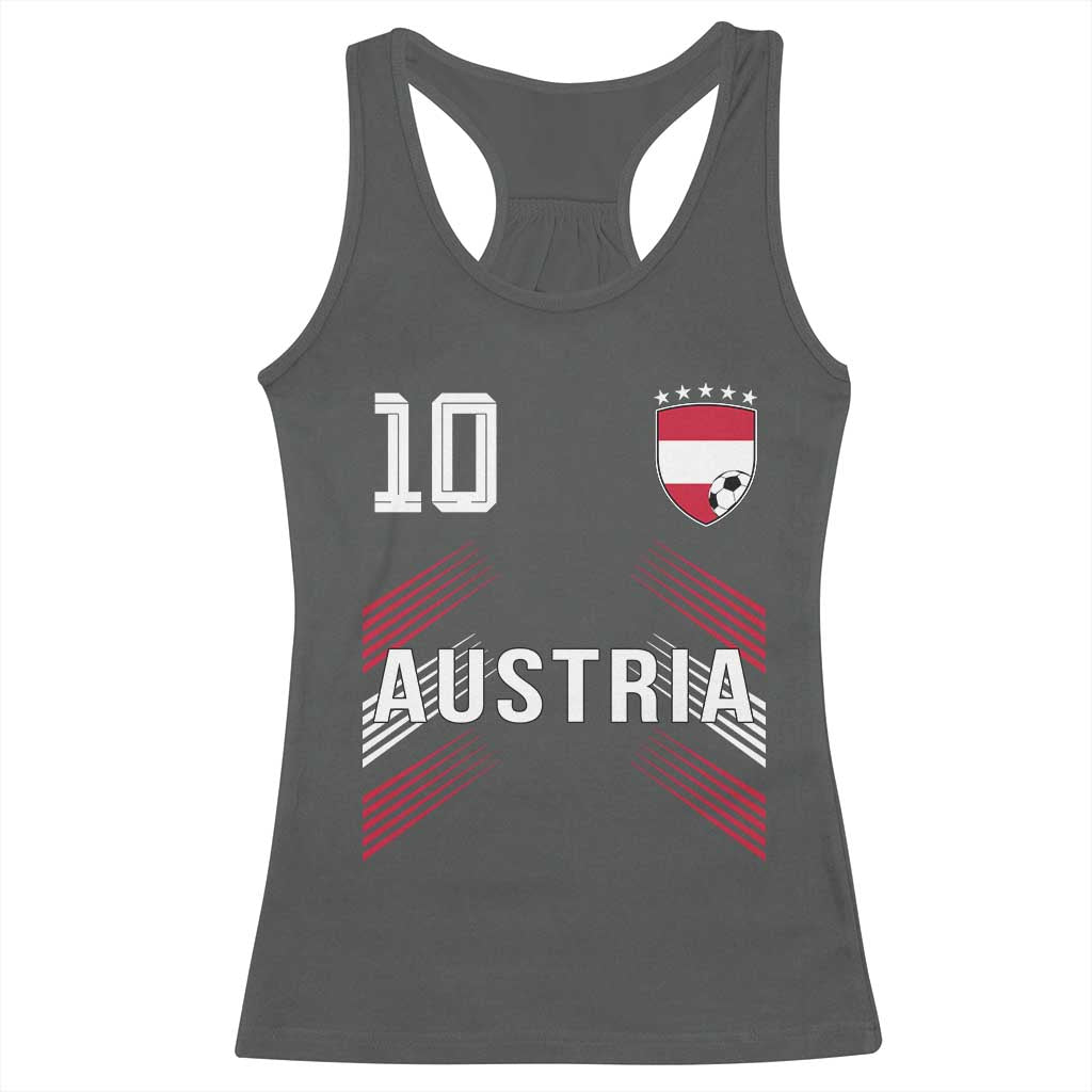 Austria Soccer Sports Graphic Number 10 Jersey Style Racerback Tank Top Proud Austrian Football Fans Game Day Pride