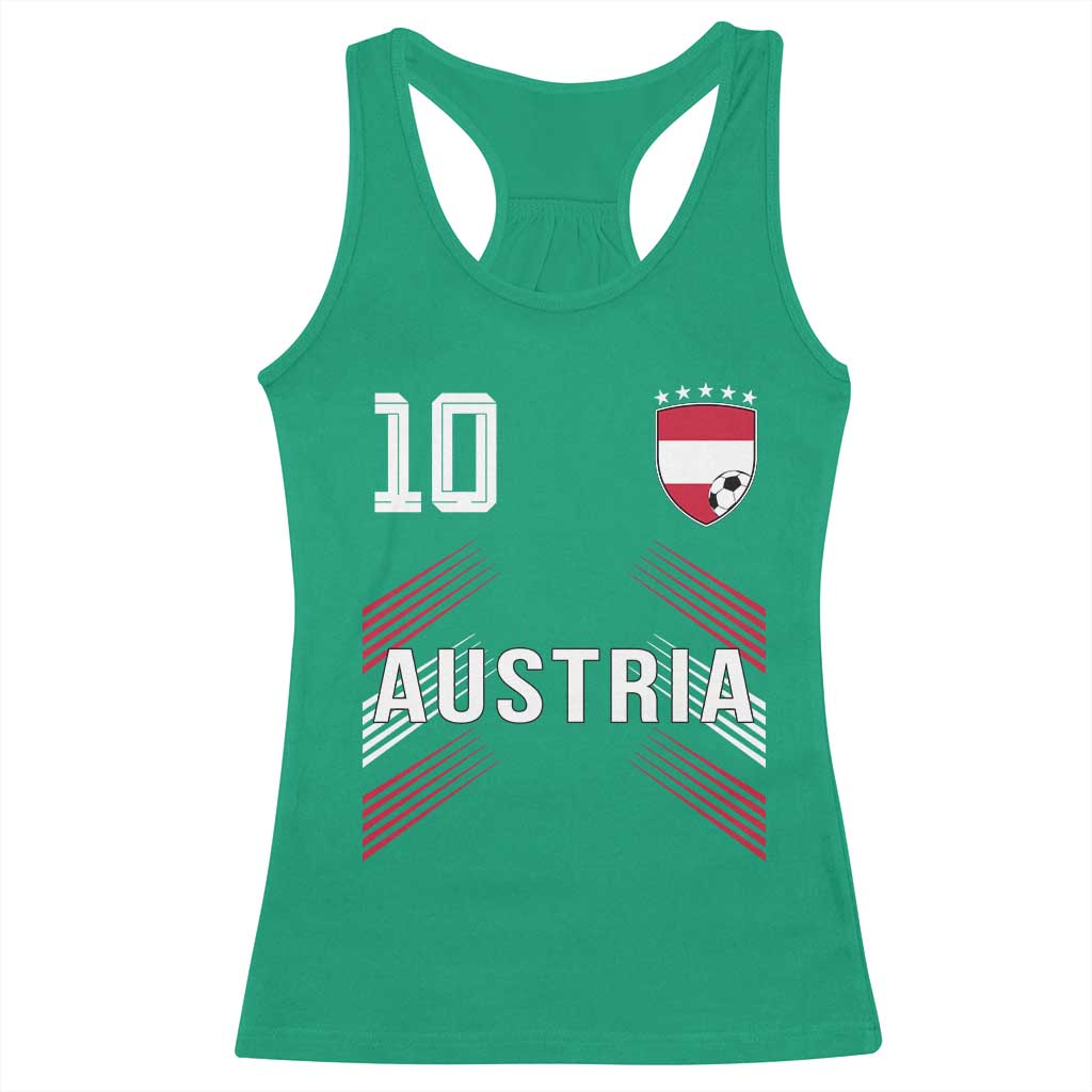Austria Soccer Sports Graphic Number 10 Jersey Style Racerback Tank Top Proud Austrian Football Fans Game Day Pride