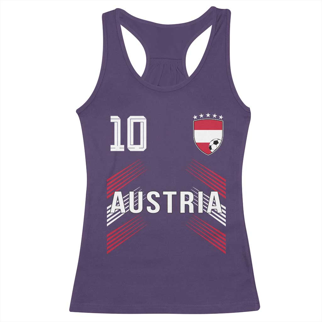 Austria Soccer Sports Graphic Number 10 Jersey Style Racerback Tank Top Proud Austrian Football Fans Game Day Pride