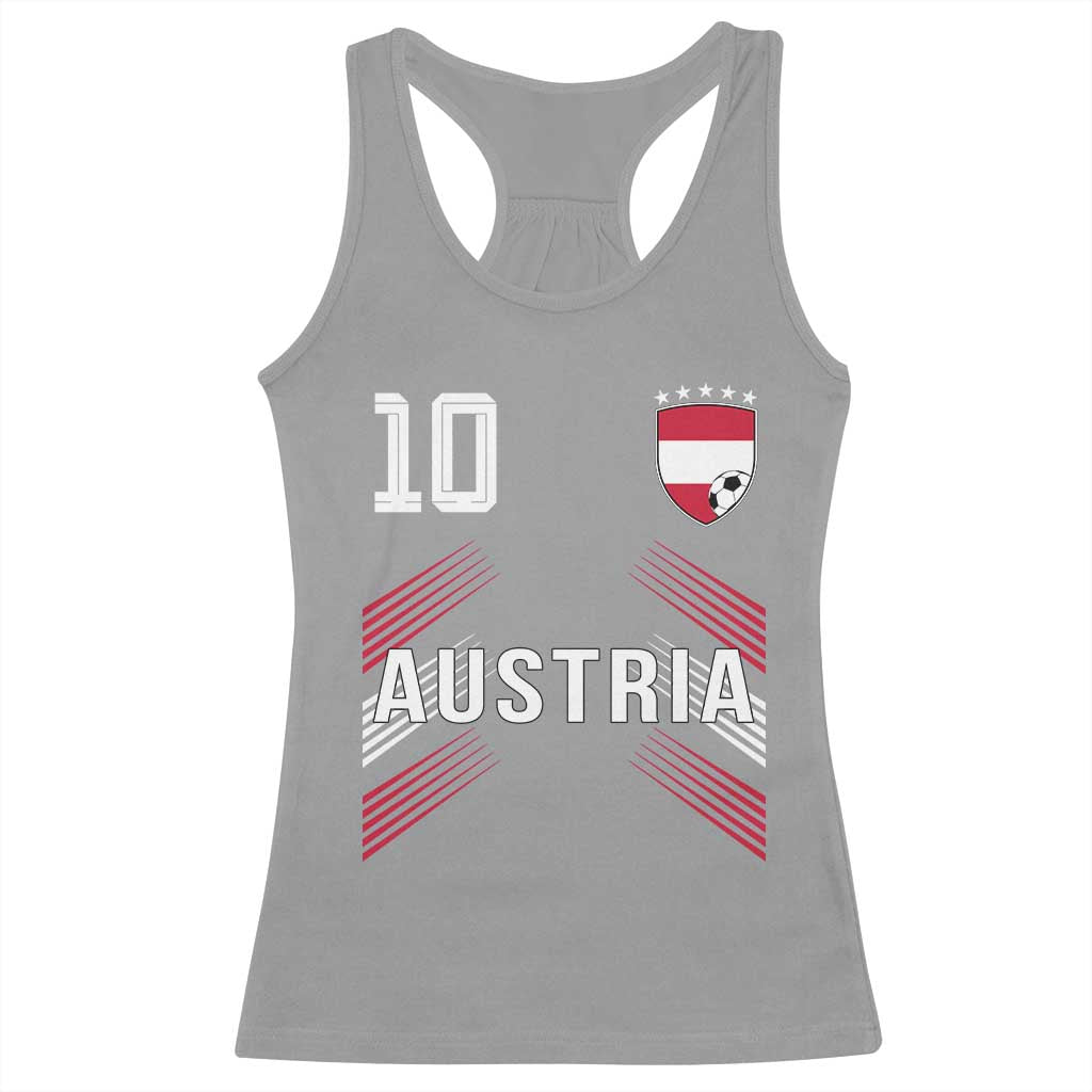 Austria Soccer Sports Graphic Number 10 Jersey Style Racerback Tank Top Proud Austrian Football Fans Game Day Pride