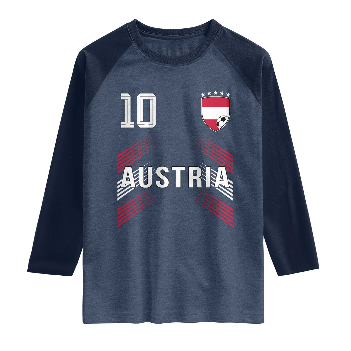 Austria Soccer Sports Graphic Number 10 Jersey Style Raglan Shirt Proud Austrian Football Fans Game Day Pride