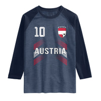 Austria Soccer Sports Graphic Number 10 Jersey Style Raglan Shirt Proud Austrian Football Fans Game Day Pride