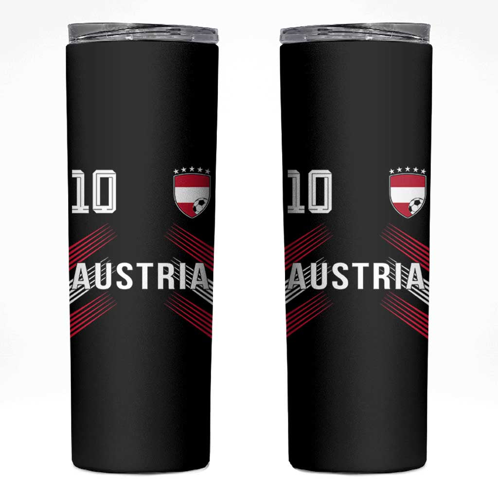 Austria Soccer Sports Graphic Number 10 Jersey Style Skinny Tumbler Proud Austrian Football Fans Game Day Pride