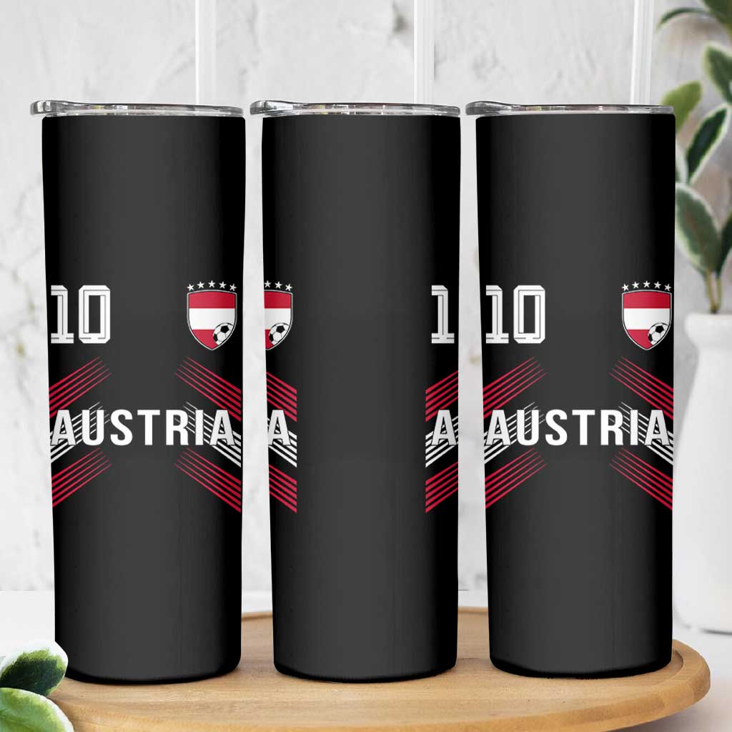 Austria Soccer Sports Graphic Number 10 Jersey Style Skinny Tumbler Proud Austrian Football Fans Game Day Pride