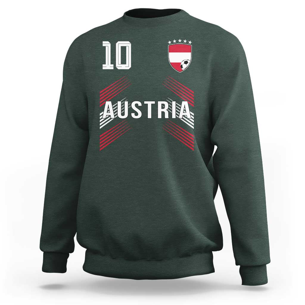 Austria Soccer Sports Graphic Number 10 Jersey Style Sweatshirt Proud Austrian Football Fans Game Day Pride