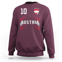 Austria Soccer Sports Graphic Number 10 Jersey Style Sweatshirt Proud Austrian Football Fans Game Day Pride