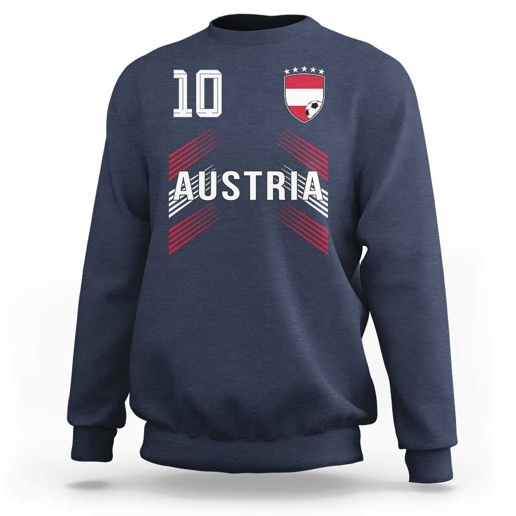 Austria Soccer Sports Graphic Number 10 Jersey Style Sweatshirt Proud Austrian Football Fans Game Day Pride