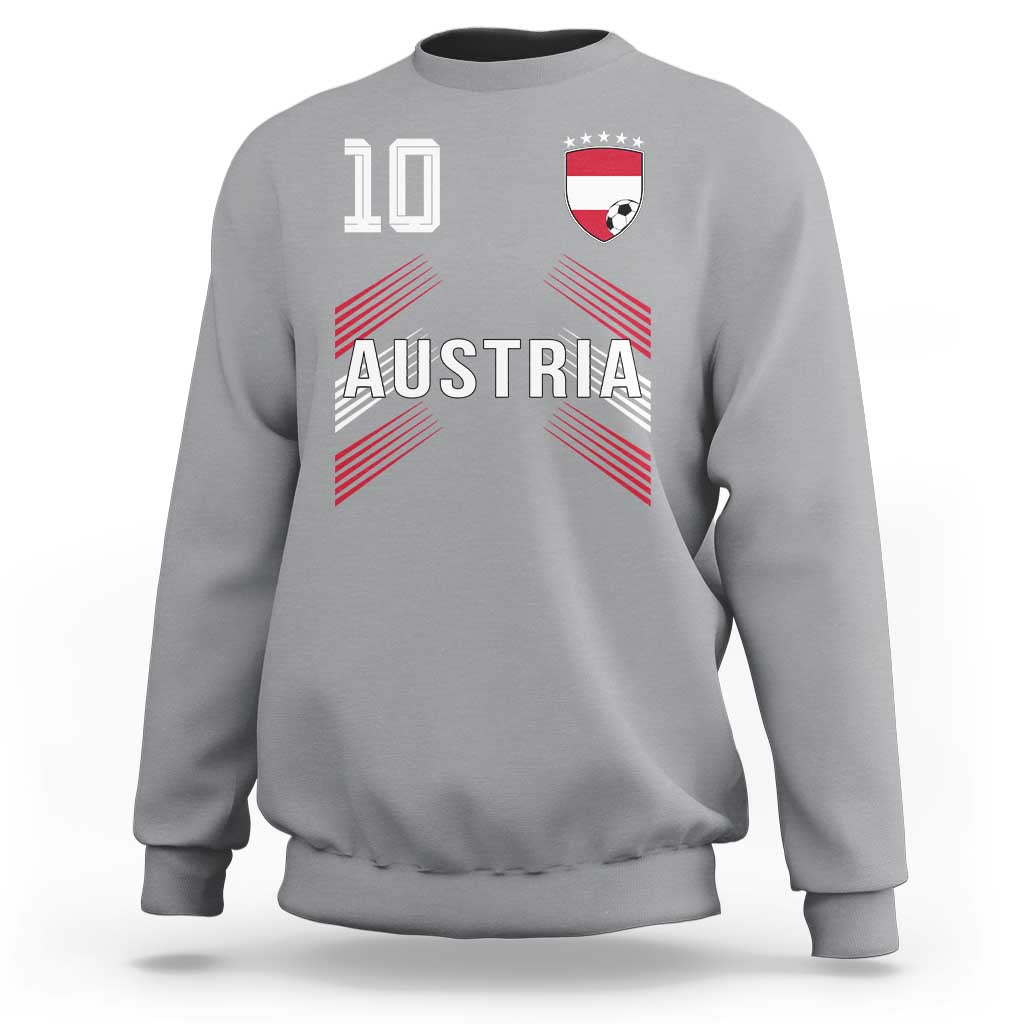 Austria Soccer Sports Graphic Number 10 Jersey Style Sweatshirt Proud Austrian Football Fans Game Day Pride