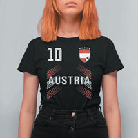 Austria Soccer Sports Graphic Number 10 Jersey Style T Shirt For Women Proud Austrian Football Fans Game Day Pride