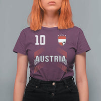 Austria Soccer Sports Graphic Number 10 Jersey Style T Shirt For Women Proud Austrian Football Fans Game Day Pride