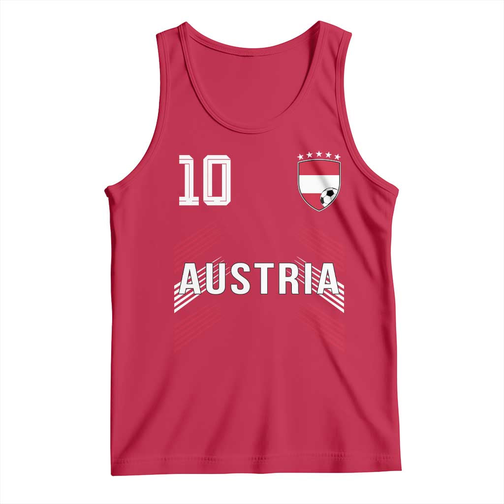 Austria Soccer Sports Graphic Number 10 Jersey Style Tank Top Proud Austrian Football Fans Game Day Pride