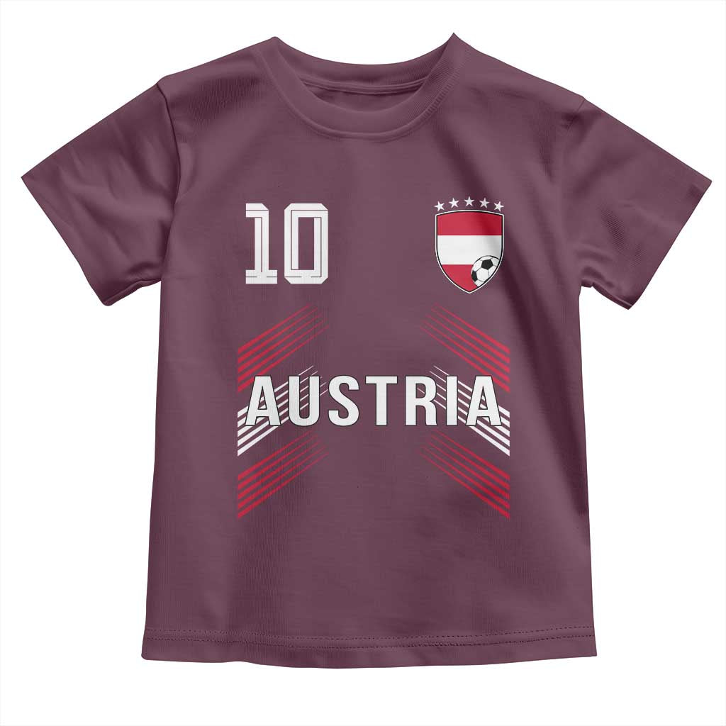 Austria Soccer Sports Graphic Number 10 Jersey Style Toddler T Shirt Proud Austrian Football Fans Game Day Pride